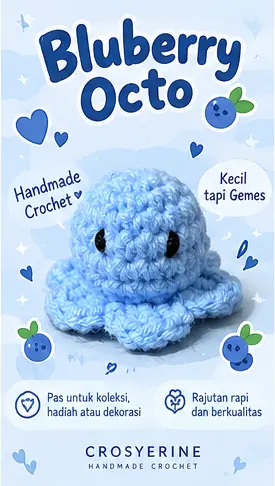 Blueberry Octo Rajutan Handmade CROSYERINE
