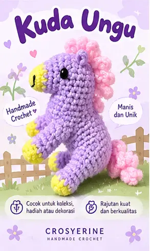 Kuda Ungu Rajutan Handmade CROSYERINE