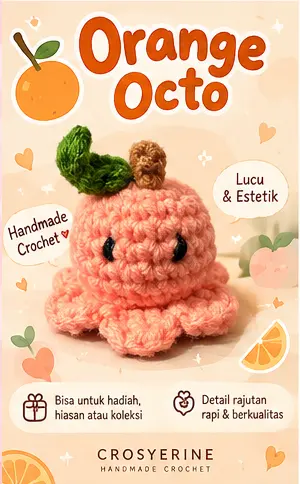 Orange Octo Rajutan Handmade CROSYERINE