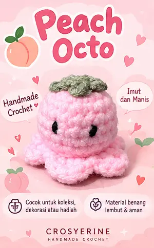 Peach Octo Rajutan Handmade CROSYERINE