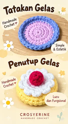 Tatatan Gelas Rajutan Handmade CROSYERINE
